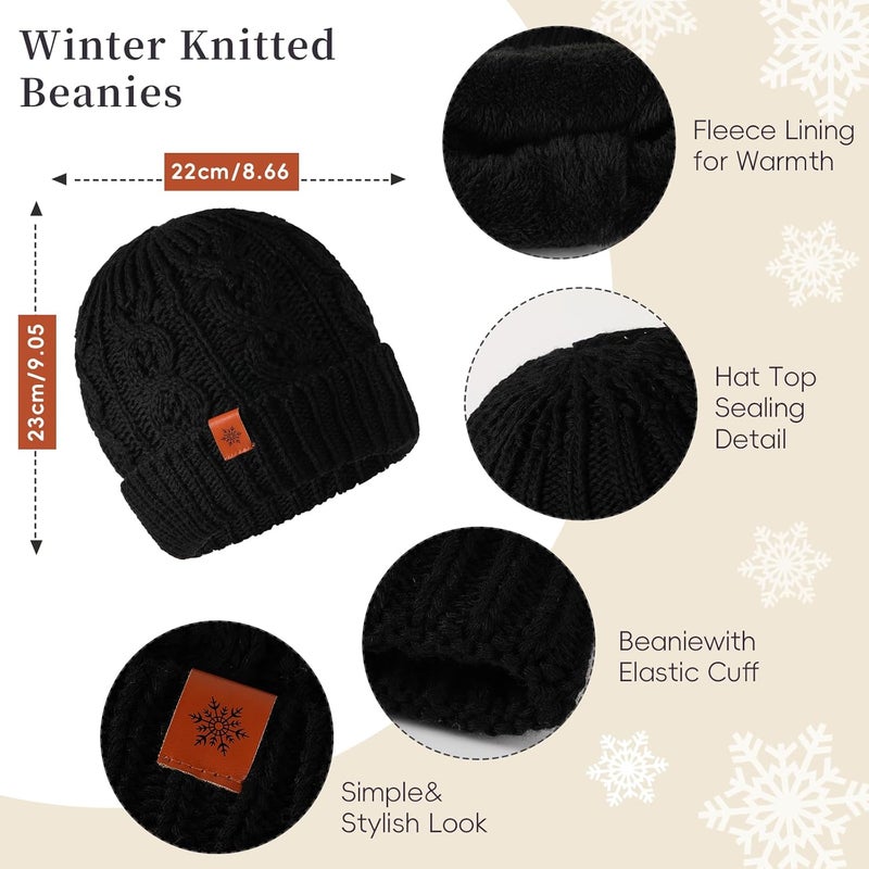 Sofvoyami Store Winter Hat Scarf Gloves Set, Soft Warm Knit Beanie Hat Touchscreen Gloves Long Knitted Scarf Set Winter Gifts for Men women - Image 3